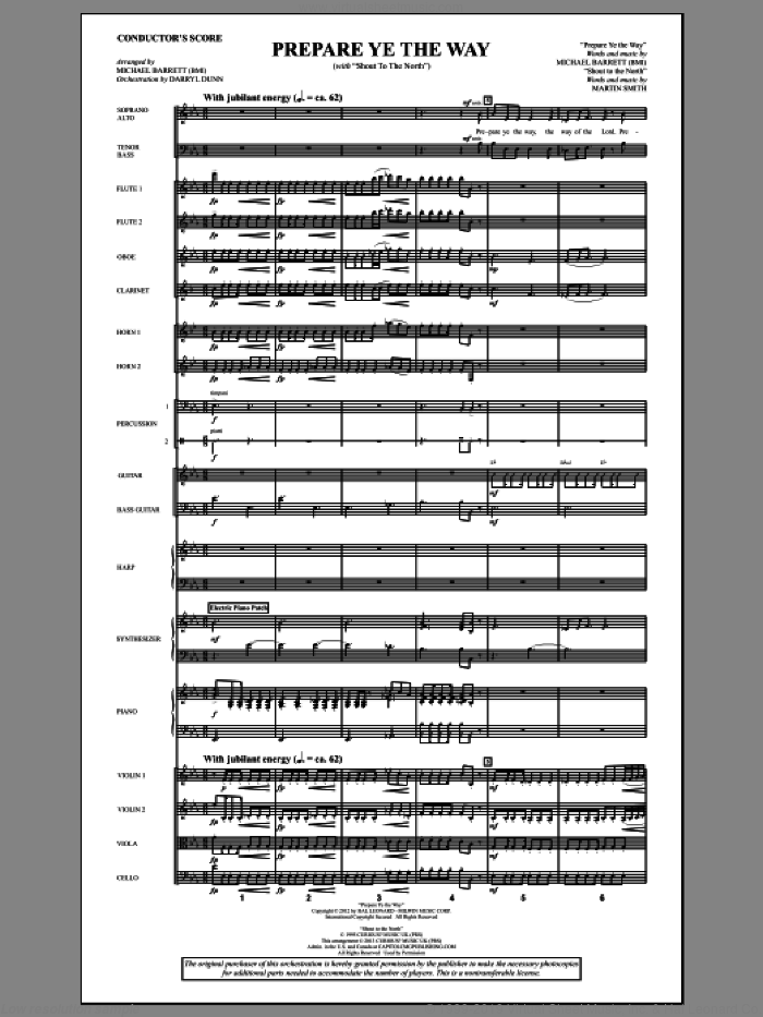 Prepare Ye The Way (with 'Shout To The North') (COMPLETE) sheet music for orchestra/band by Martin Smith and Michael Barrett, intermediate skill level
