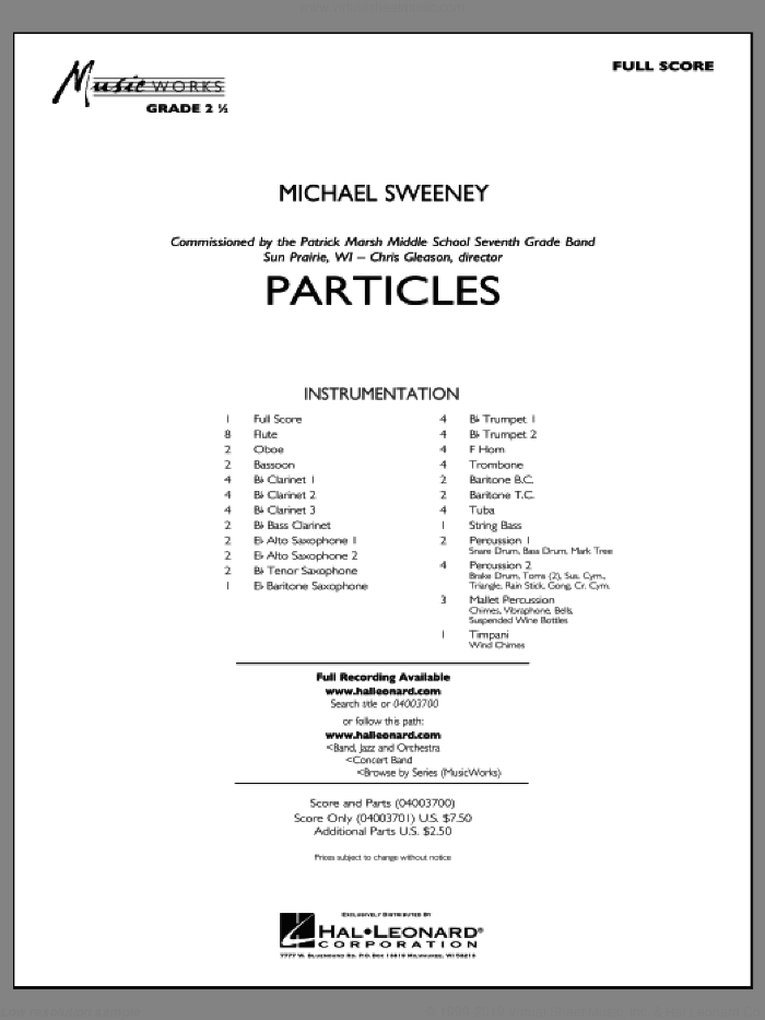 Particles (COMPLETE) sheet music for concert band by Michael Sweeney, intermediate skill level