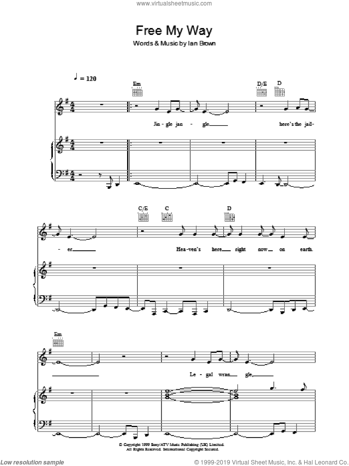Free My Way sheet music for voice, piano or guitar by Ian Brown, intermediate skill level