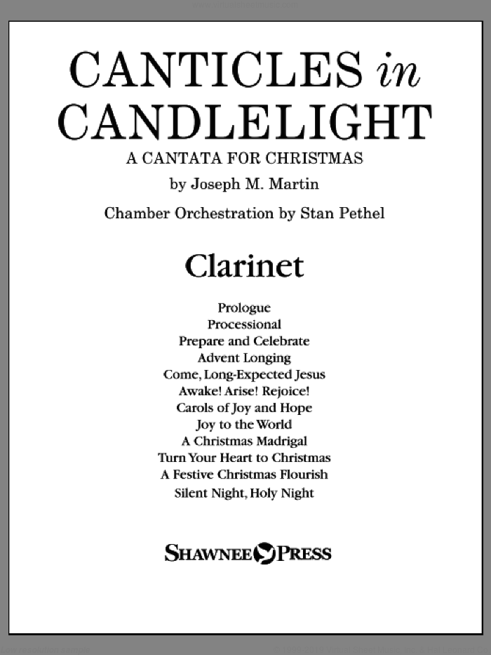 Canticles in Candlelight sheet music for orchestra/band (clarinet) by Joseph M. Martin, 15th Century French Melody, Henry S. Coffin (v. 3,4), John M. Neale (v. 1,2), Miscellaneous and Thomas Helmore, intermediate skill level