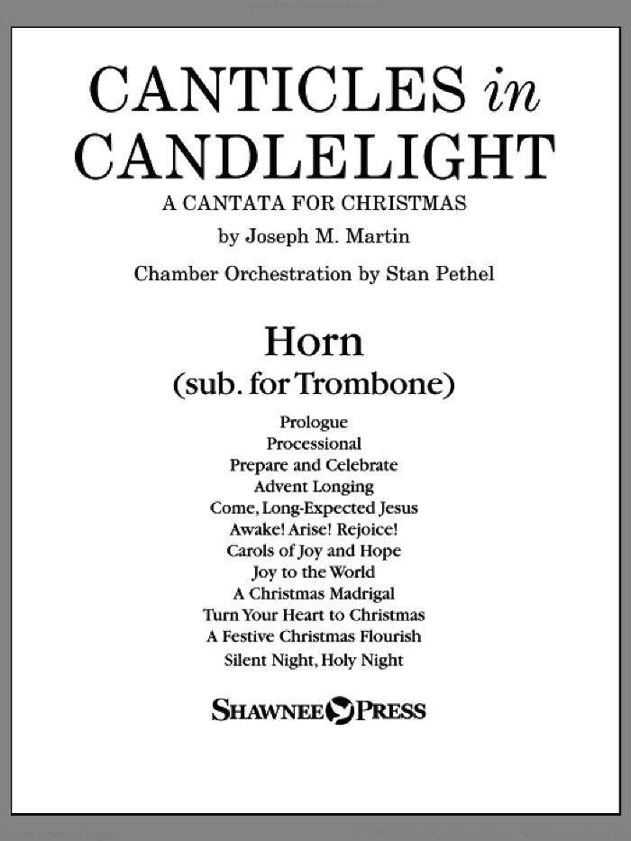 Canticles in Candlelight sheet music for orchestra/band (f horn) by Joseph M. Martin, 15th Century French Melody, Henry S. Coffin (v. 3,4), John M. Neale (v. 1,2), Miscellaneous and Thomas Helmore, intermediate skill level