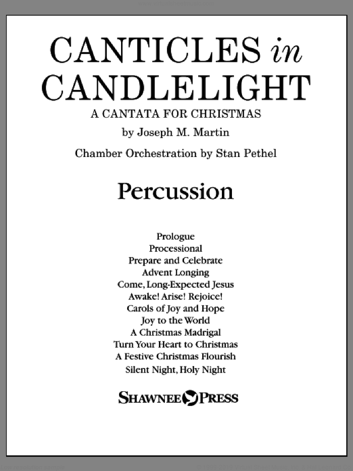 Canticles in Candlelight sheet music for orchestra/band (percussion) by Joseph M. Martin, 15th Century French Melody, Henry S. Coffin (v. 3,4), John M. Neale (v. 1,2), Miscellaneous and Thomas Helmore, intermediate skill level