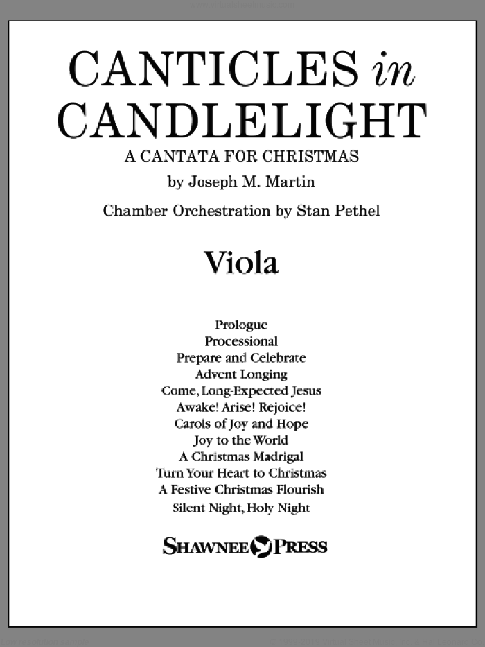 Canticles in Candlelight sheet music for orchestra/band (viola) by Joseph M. Martin, 15th Century French Melody, Henry S. Coffin (v. 3,4), John M. Neale (v. 1,2), Miscellaneous and Thomas Helmore, intermediate skill level