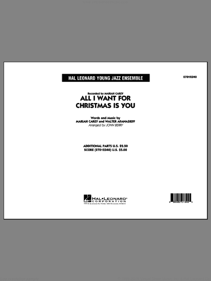 All I Want for Christmas Is You (COMPLETE) sheet music for jazz band by Mariah Carey and John Berry, intermediate skill level