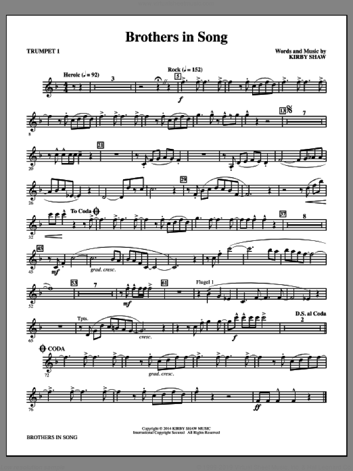 Brothers In Song (complete set of parts) sheet music for orchestra/band by Kirby Shaw, intermediate skill level