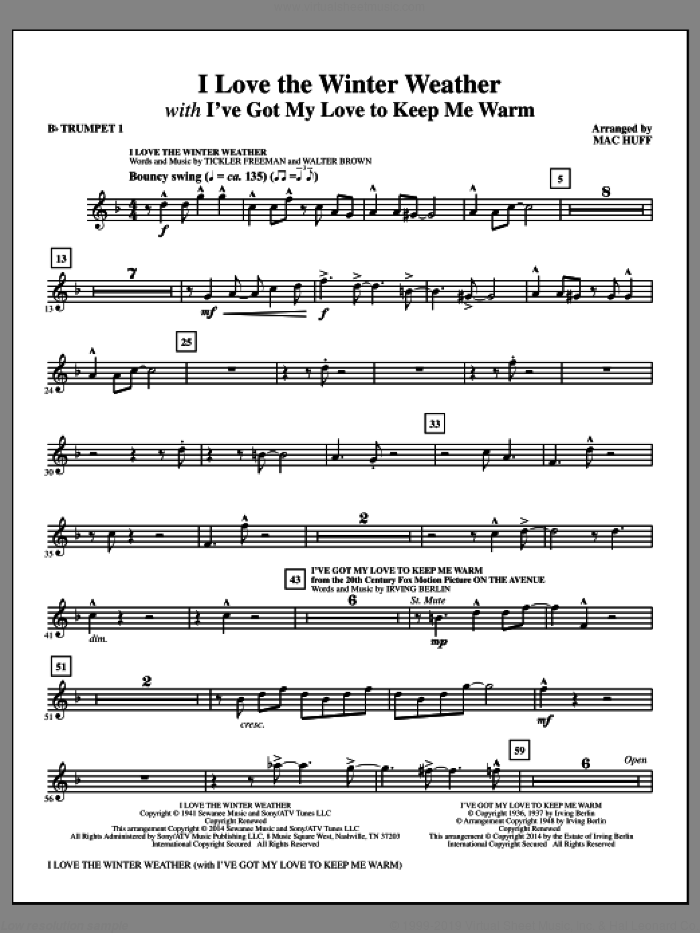 I Love the Winter Weather (complete set of parts) sheet music for orchestra/band by Mac Huff, Earl Brown, Tickler Freeman and Tony Bennett, intermediate skill level