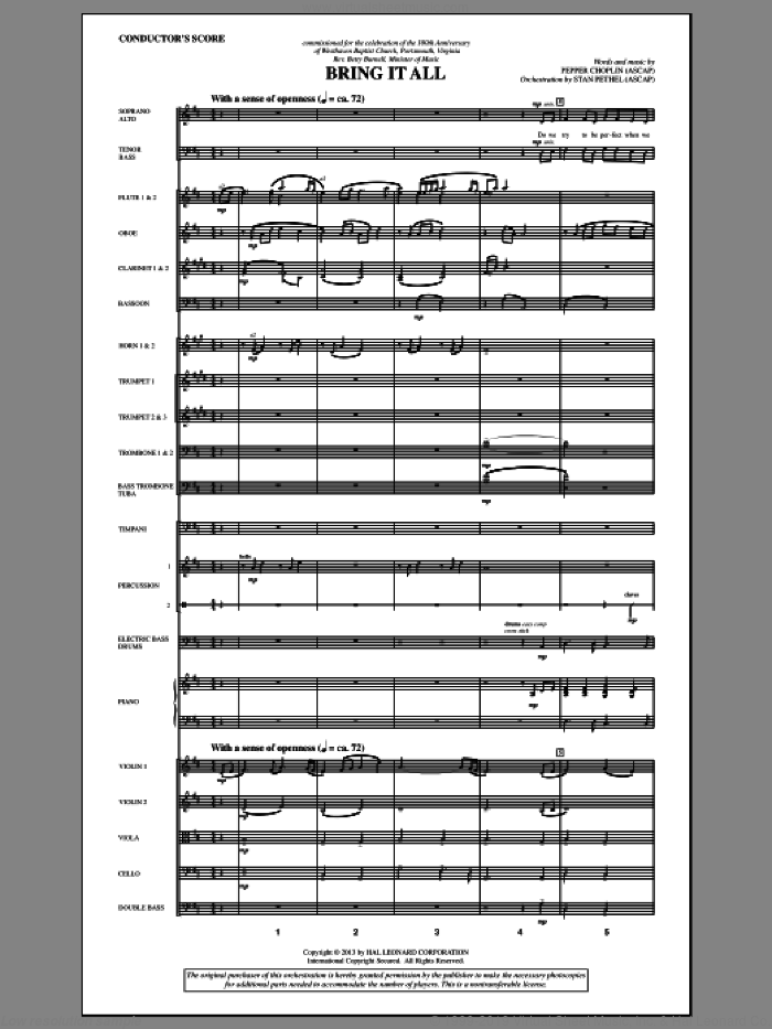 Bring It All (COMPLETE) sheet music for orchestra/band by Pepper Choplin and William Bradbury, intermediate skill level