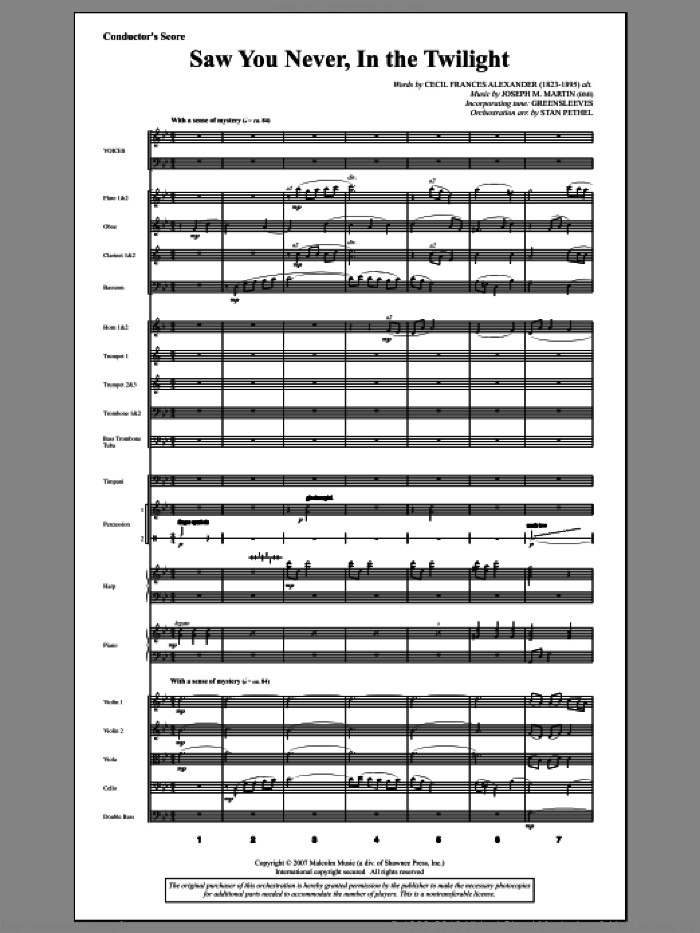 Saw You Never, In The Twilight (from Season Of Wonders) (COMPLETE) sheet music for orchestra/band by Joseph M. Martin and Cecil Alexander, intermediate skill level