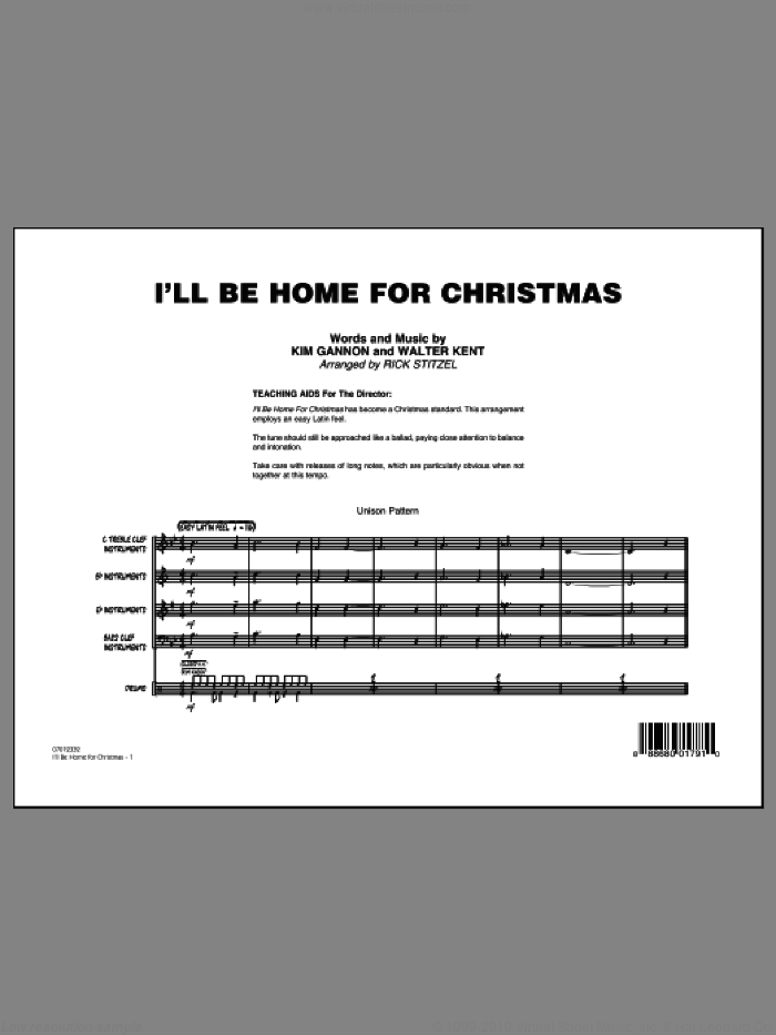 I'll Be Home for Christmas (COMPLETE) sheet music for jazz band by Rick Stitzel, intermediate skill level
