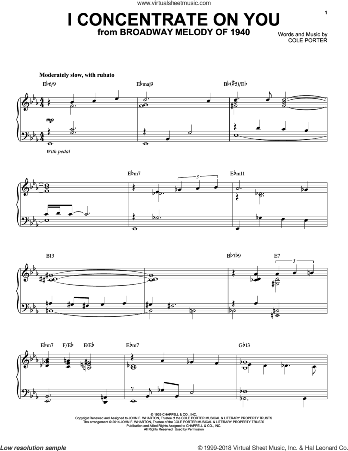 I Concentrate On You [Jazz version] (arr. Brent Edstrom) sheet music for piano solo by Cole Porter, intermediate skill level