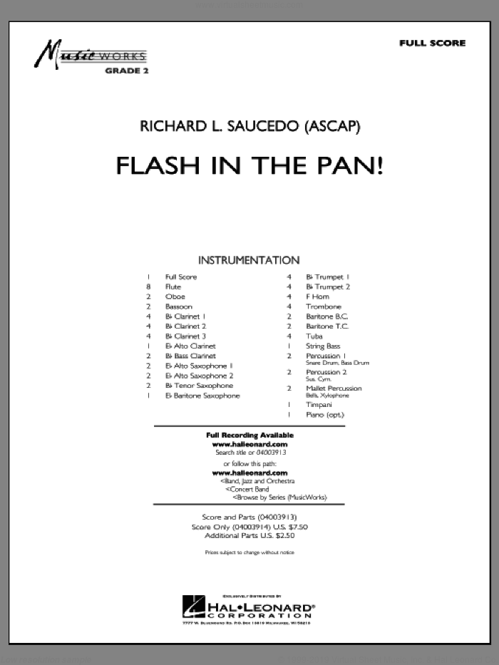 Flash in the Pan! (COMPLETE) sheet music for concert band by Richard L. Saucedo, intermediate skill level