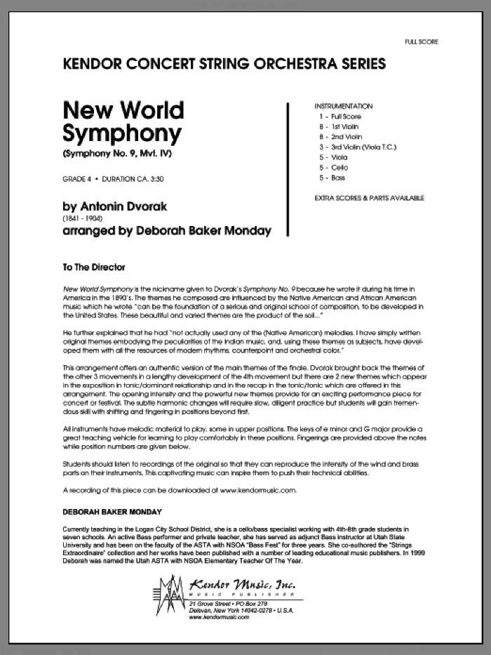 New World Symphony (Symphony No. 9, Mvt. IV) sheet music