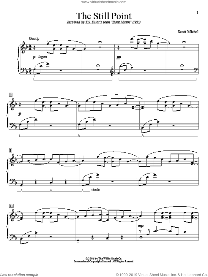 The Still Point sheet music for piano solo (elementary) by Scott Michal, beginner piano (elementary)