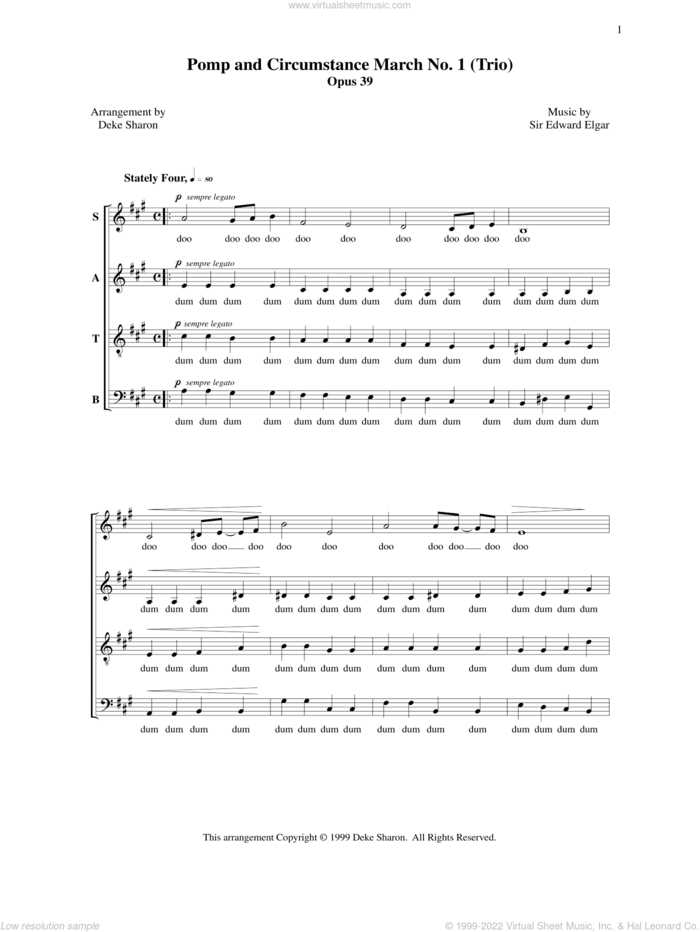 Pomp and Circumstance March No. 1 (Trio) sheet music for choir (SATB: soprano, alto, tenor, bass) by Deke Sharon, Anne Raugh and Edward Elgar, intermediate skill level