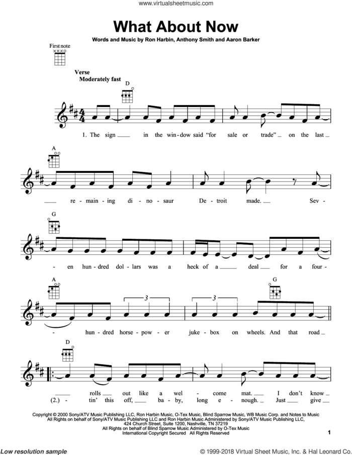 What About Now sheet music for ukulele by Lonestar, Aaron Barker, Anthony Smith and Ron Harbin, intermediate skill level