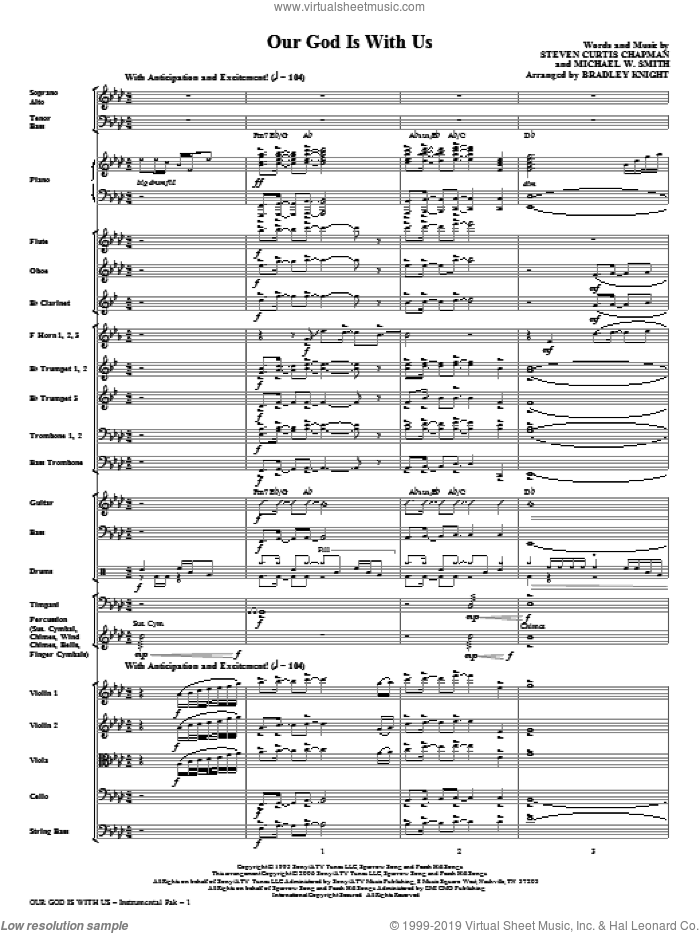 Our God Is With Us (complete set of parts) sheet music for orchestra/band (Orchestra) by Steven Curtis Chapman, Michael W. Smith and Bradley Knight, intermediate skill level