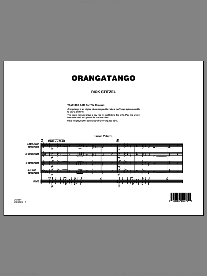 Orangatango (COMPLETE) sheet music for jazz band by Rick Stitzel, intermediate skill level