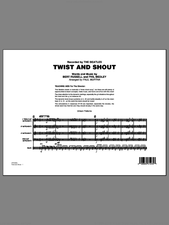 Twist and Shout (COMPLETE) sheet music for jazz band by The Beatles, Bert Russell, Paul Murtha, Phil Medley and The Isley Brothers, intermediate skill level