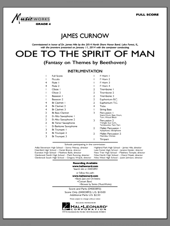 Ode to the Spirit of Man (COMPLETE) sheet music for concert band by James Curnow, intermediate skill level