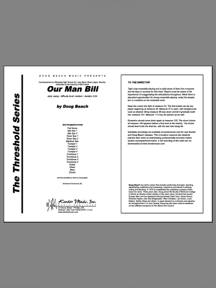 Our Man Bill (COMPLETE) sheet music for jazz band by Doug Beach, intermediate skill level