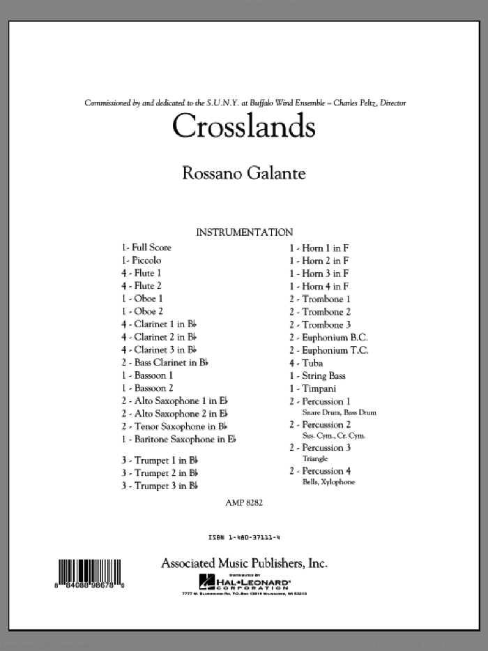 Crosslands (COMPLETE) sheet music for concert band by Rossano Galante, classical score, intermediate skill level