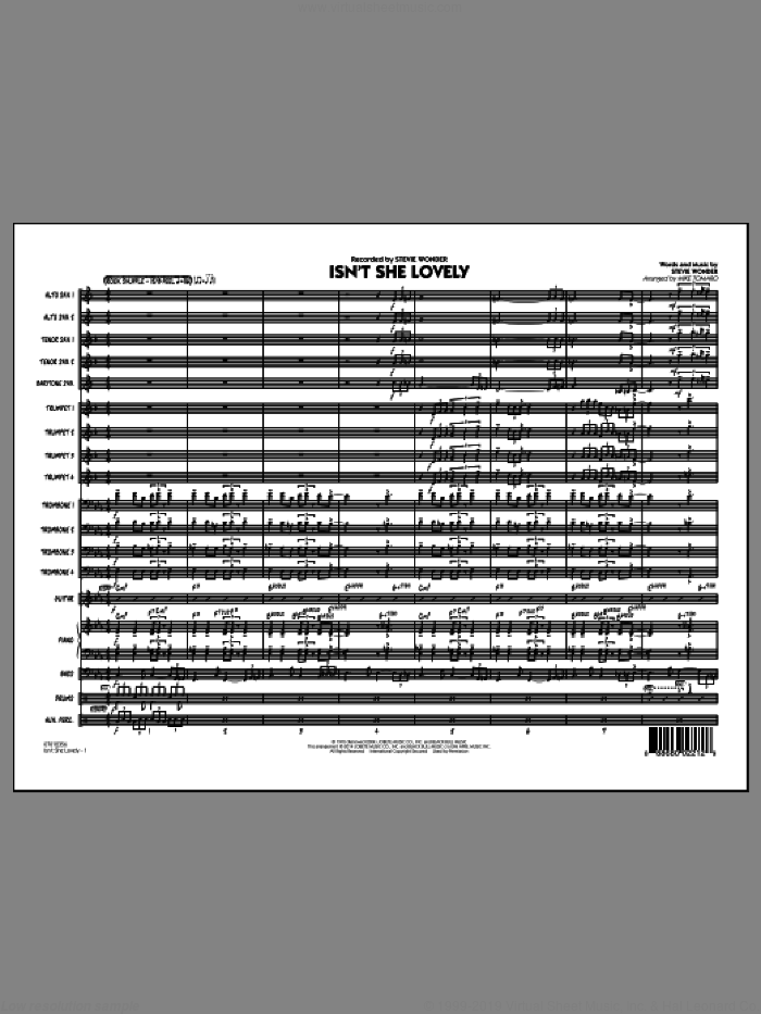 Isn't She Lovely (COMPLETE) sheet music for jazz band by Stevie Wonder and Mike Tomaro, intermediate skill level