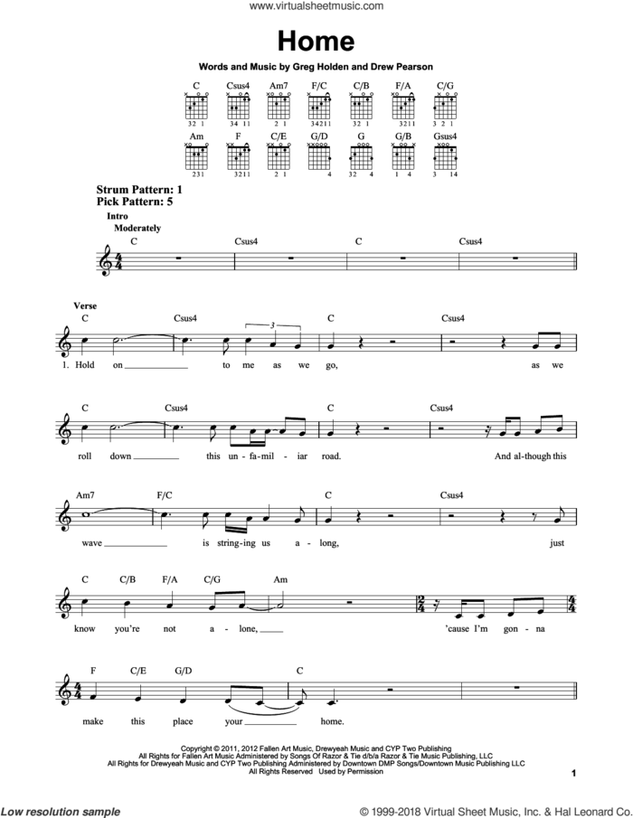 Home sheet music for guitar solo (chords) by Phillip Phillips, Drew Pearson and Greg Holden, easy guitar (chords)