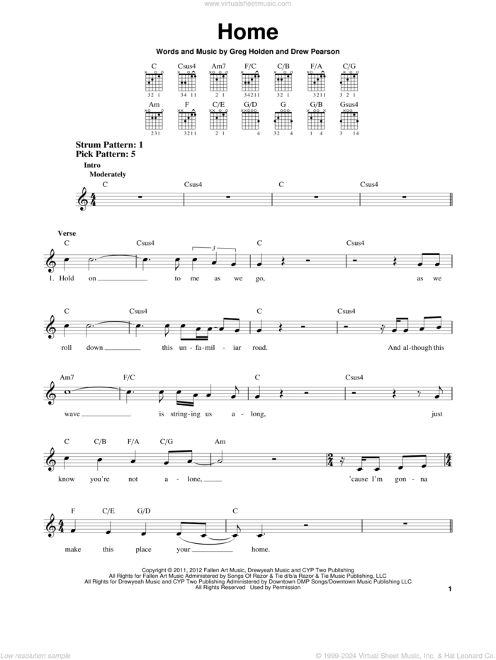 Home sheet music for guitar solo (chords) by Phillip Phillips, Drew Pearson and Greg Holden, easy guitar (chords)