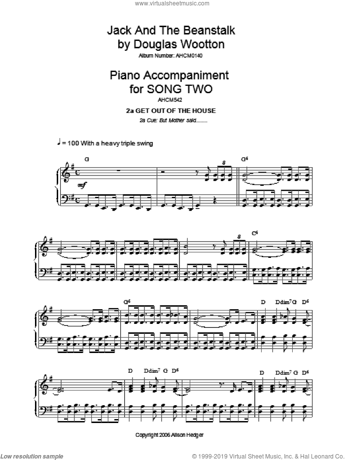 Song 2 (from Jack And The Beanstalk) sheet music for piano solo by Alison Hedger and Douglas Wootton, intermediate skill level