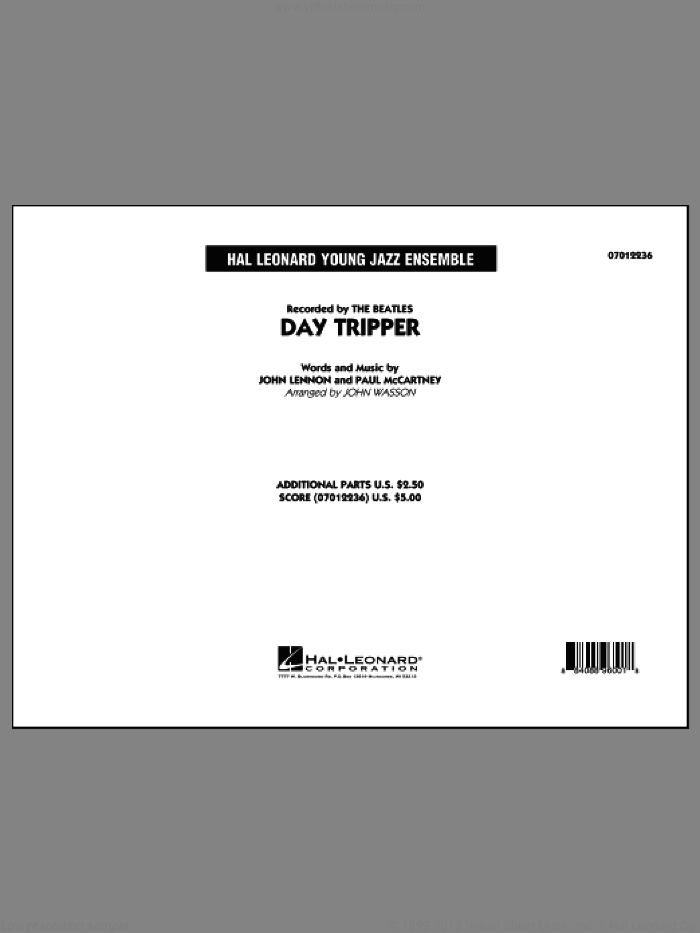 Day Tripper (COMPLETE) sheet music for jazz band by The Beatles, John Lennon, John Wasson and Paul McCartney, intermediate skill level