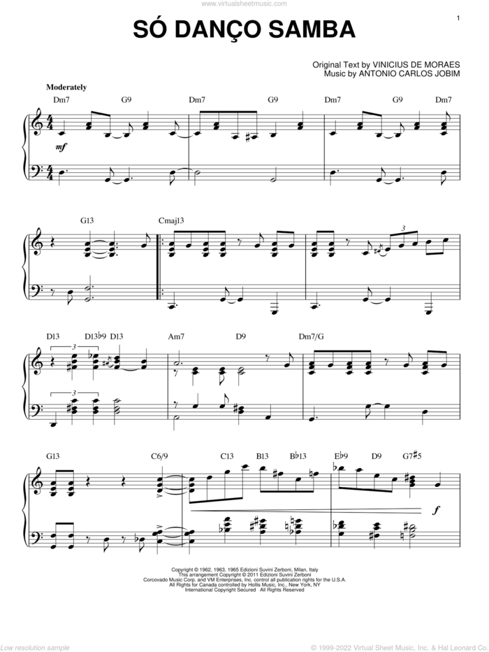 So Danco Samba [Jazz version] (arr. Brent Edstrom) sheet music for piano solo by Antonio Carlos Jobim, Norman Gimbel and Vinicius de Moraes, intermediate skill level