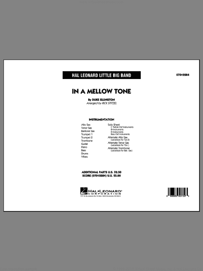 In a Mellow Tone, complete collection (COMPLETE) sheet music for jazz band by Duke Ellington, Milt Gabler and Rick Stitzel, intermediate skill level