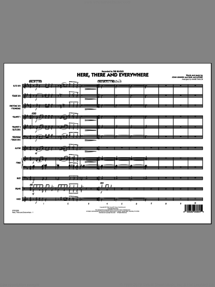 Here, There and Everywhere (COMPLETE) sheet music for jazz band by The Beatles, John Lennon, Mark Taylor and Paul McCartney, wedding score, intermediate skill level