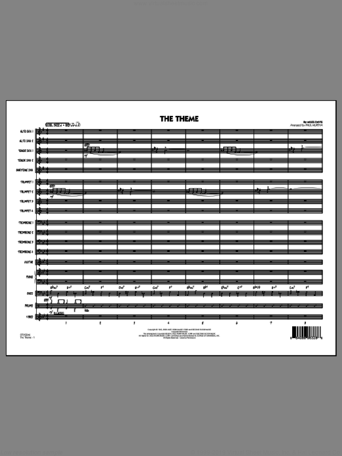 The Theme (COMPLETE) sheet music for jazz band by Paul Murtha and Miles Davis, intermediate skill level