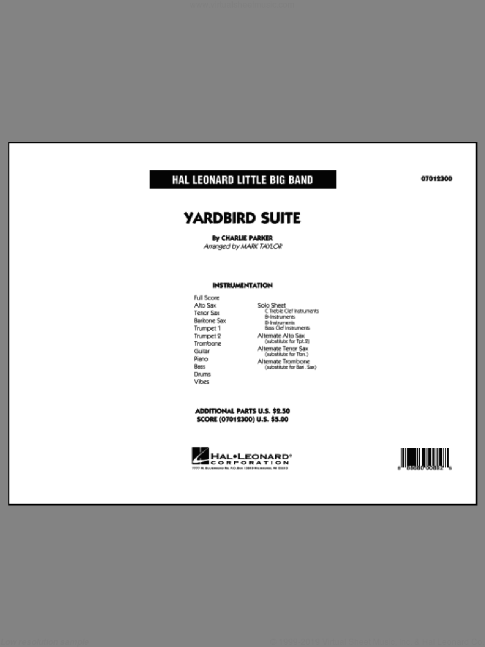 Yardbird Suite (COMPLETE) sheet music for jazz band by Charlie Parker and Mark Taylor, intermediate skill level
