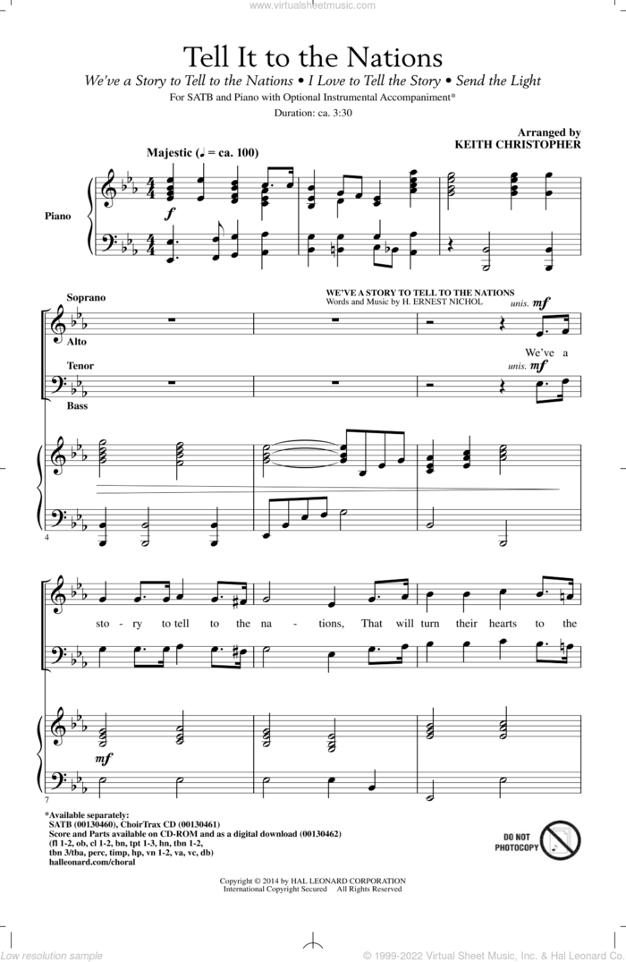 I Love To Tell The Story sheet music for choir (SATB: soprano, alto, tenor, bass) by William G. Fischer, Keith Christopher and A. Catherine Hankey, intermediate skill level