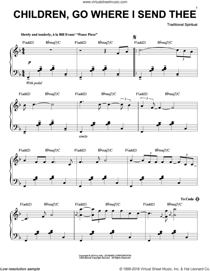 Children Go Where I Send Thee [Jazz version] (arr. Brent Edstrom) sheet music for piano solo by Emily Crocker, Brent Edstrom and Miscellaneous, intermediate skill level