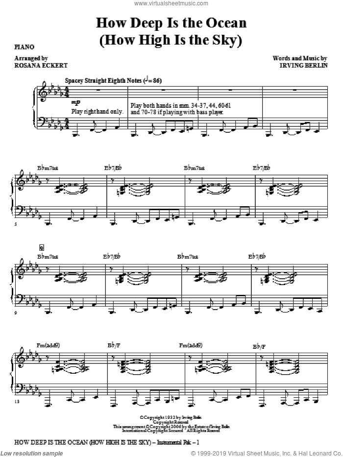 How Deep Is The Ocean (How High Is The Sky?) (complete set of parts) sheet music for orchestra/band (Rhythm) by Irving Berlin and Rosana Eckert, intermediate skill level