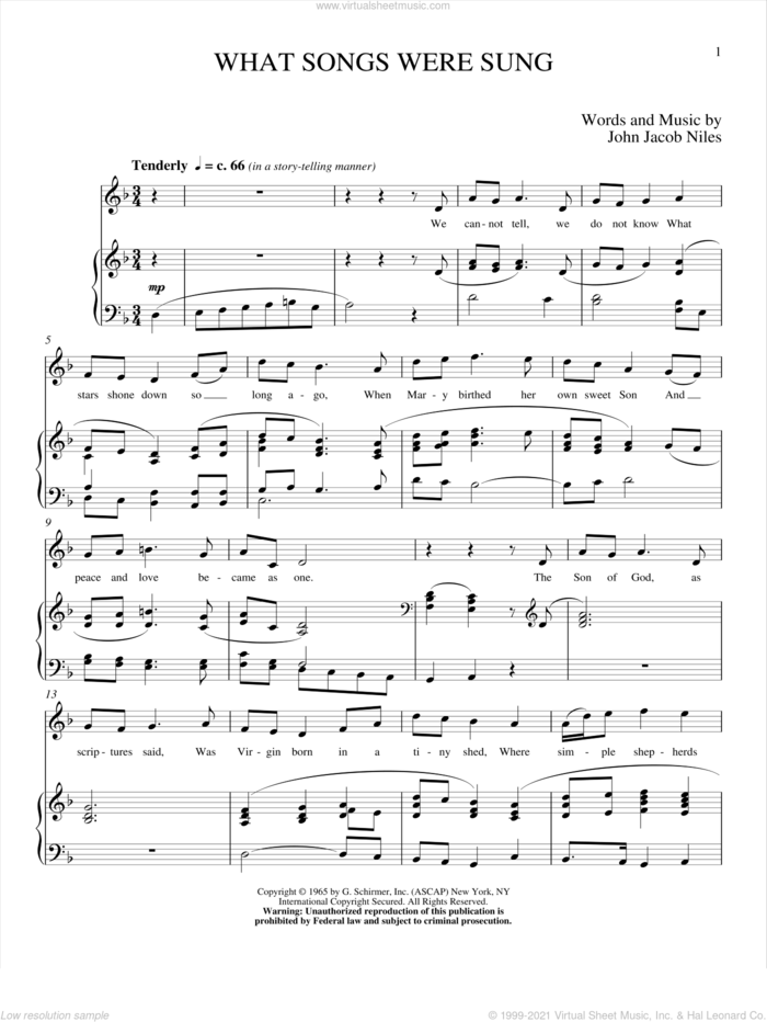 What Songs Were Sung sheet music for voice and piano (High Voice) by John Jacob Niles, intermediate skill level