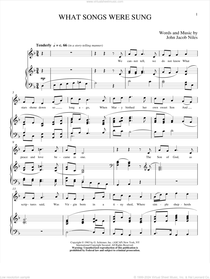 What Songs Were Sung sheet music for voice and piano (High Voice) by John Jacob Niles, intermediate skill level