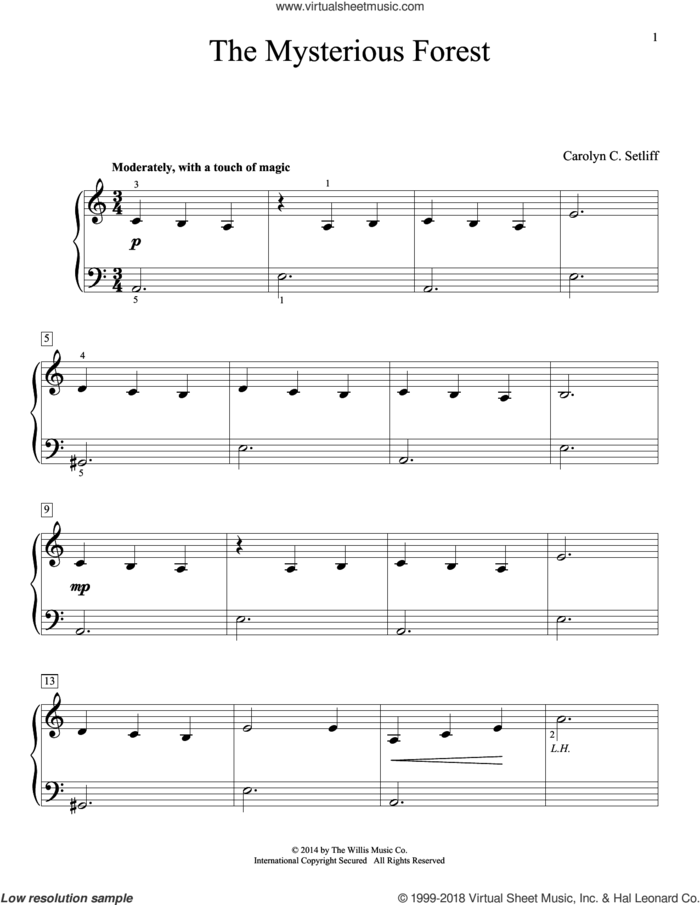 The Mysterious Forest sheet music for piano solo (elementary) by Carolyn C. Setliff, beginner piano (elementary)