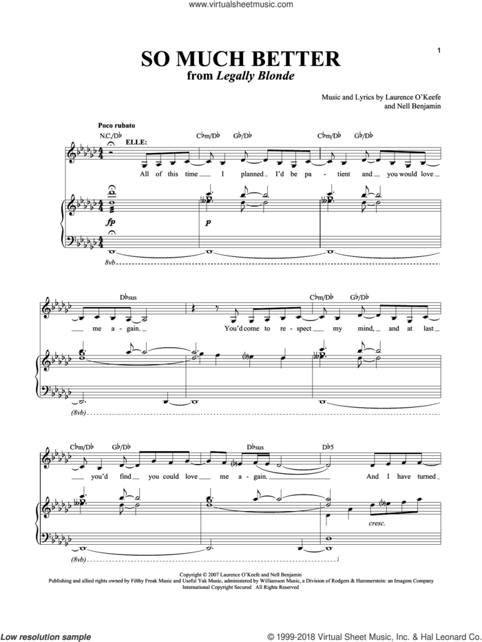 So Much Better sheet music for voice and piano by Nell Benjamin, intermediate skill level