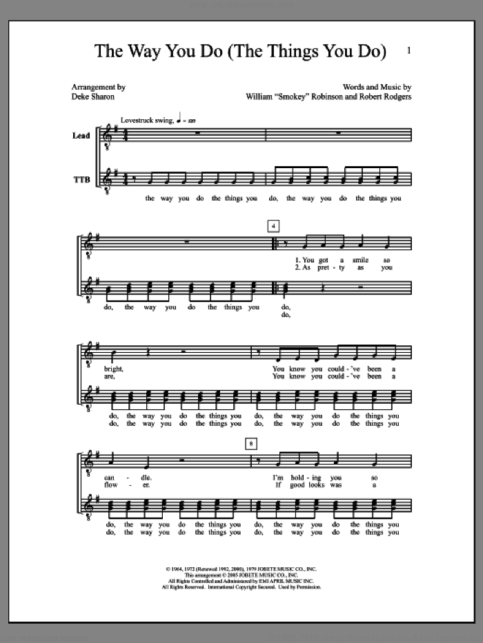 The Way You Do (The Things You Do) sheet music for choir (TTB: tenor, bass) by Deke Sharon, Anne Raugh and Robert Rogers, intermediate skill level