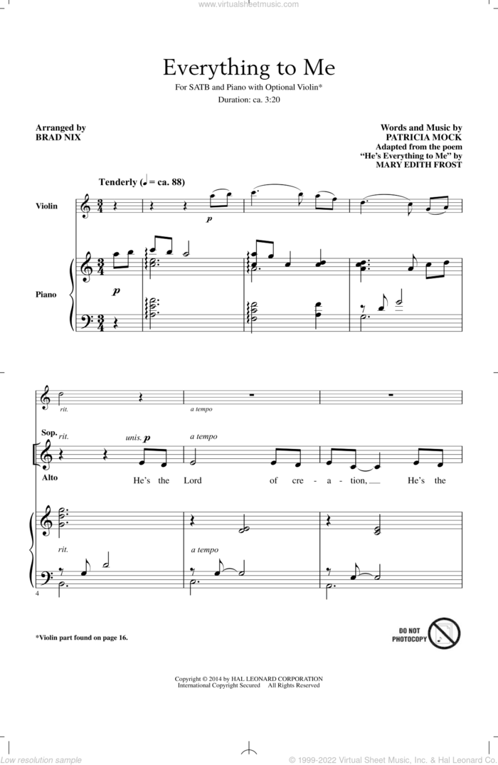 Everything To Me sheet music for choir by Patricia Mock and Brad Nix, intermediate skill level