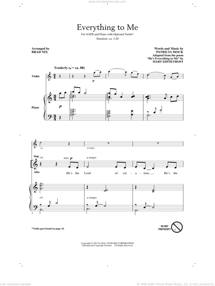 Everything To Me sheet music for choir by Patricia Mock and Brad Nix, intermediate skill level