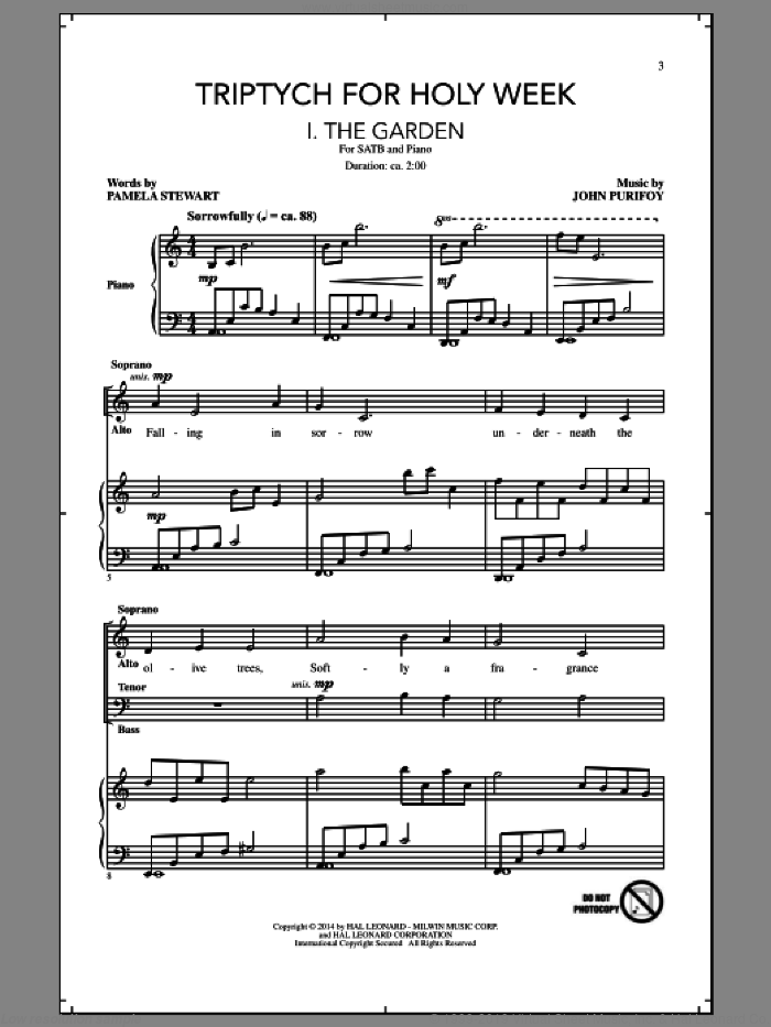 The Betrayal sheet music for choir (SATB: soprano, alto, tenor, bass) by John Purifoy and Pamela Stewart, intermediate skill level