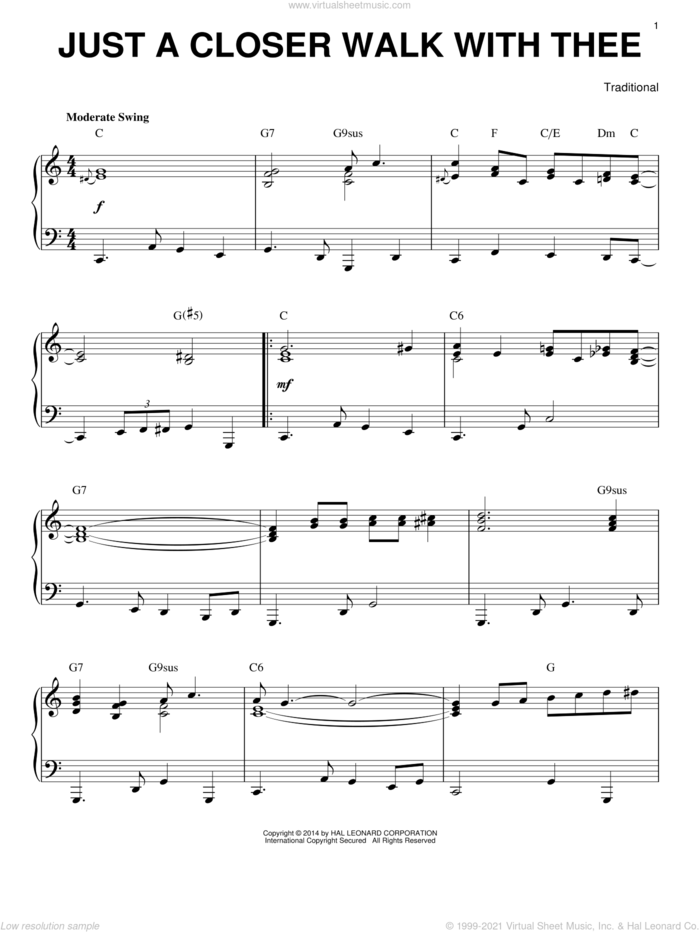 Just A Closer Walk With Thee [Jazz version] (arr. Brent Edstrom) sheet music for piano solo by Kenneth Morris and Miscellaneous, intermediate skill level