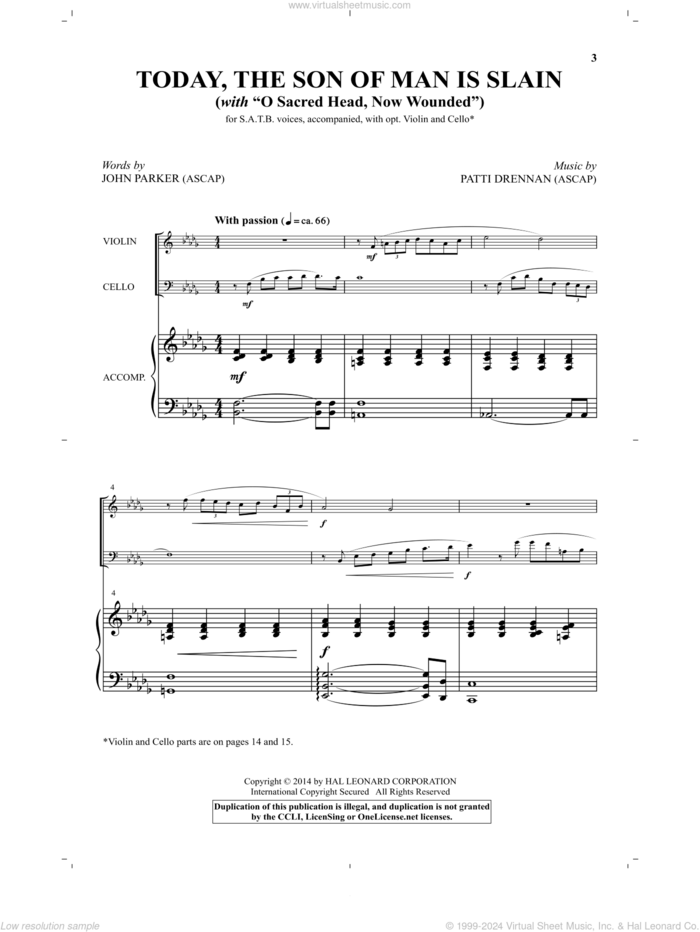 Today, The Son Of Man Is Slain sheet music for choir (SATB: soprano, alto, tenor, bass) by John Parker and Patti Drennan, intermediate skill level