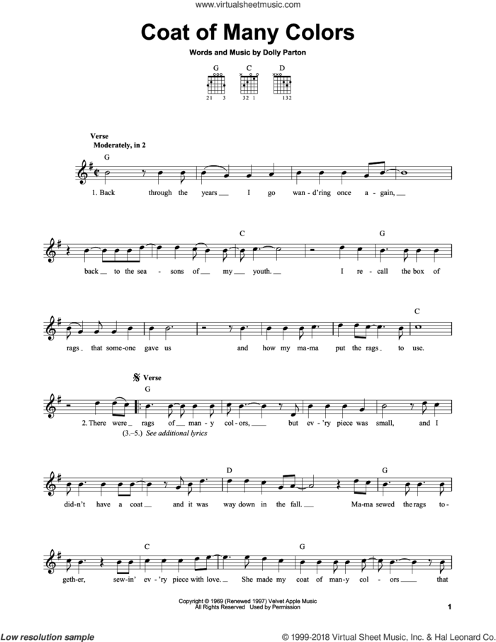 Coat Of Many Colors sheet music for guitar solo (chords) by Shania Twain with Alison Krauss & Union Station and Dolly Parton, easy guitar (chords)