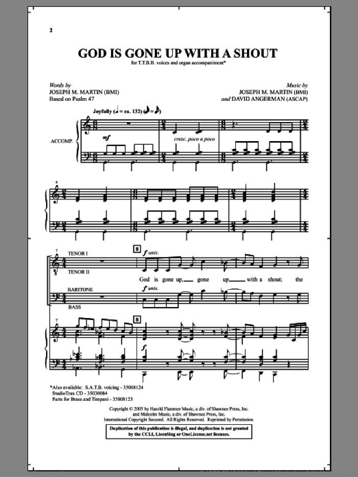 God Is Gone Up With A Shout sheet music for choir (TTBB: tenor, bass) by David Angerman and Joseph M. Martin, intermediate skill level